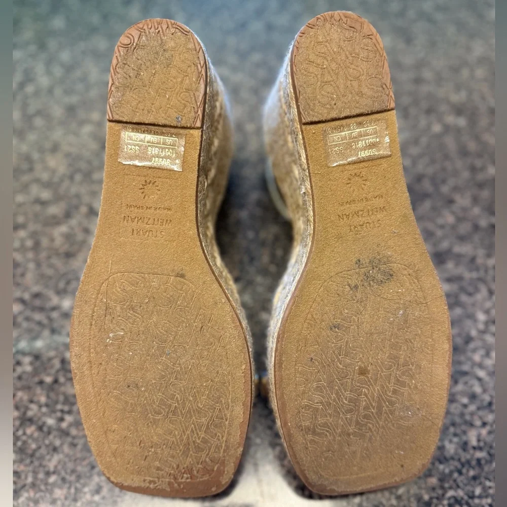 “STUART WEITZMAN”  Nudist Metallic Gold Espadrille Wedge Sandal - Picture 15 of 16